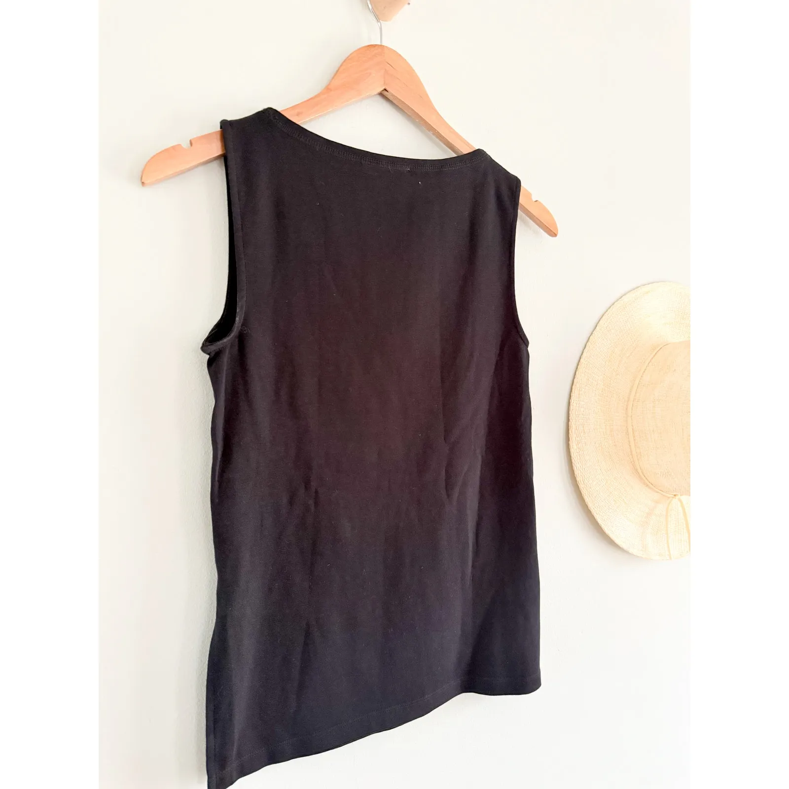 Madewell | NWT Sleeveless Boatneck Side Slit Tee Jet Black | Size XS - Image 10