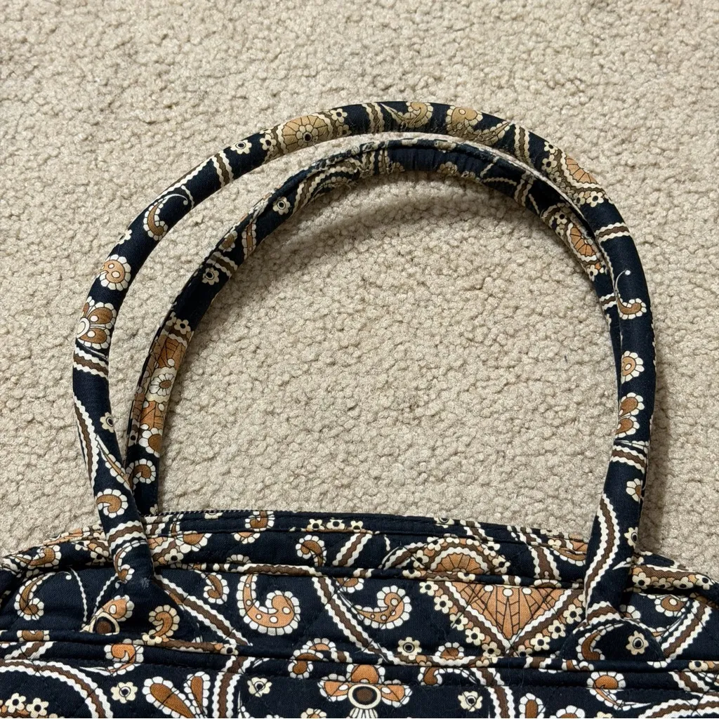 Vera Bradley bowler bag shoulder bag in Caffe Latte black and brown pattern - Image 8