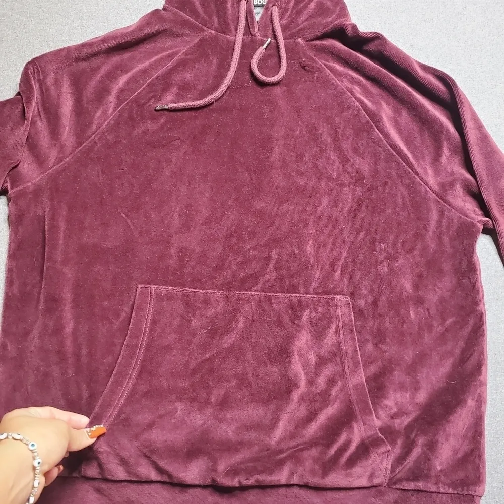 BDG  Velvet Maroon Hoodie - Image 2