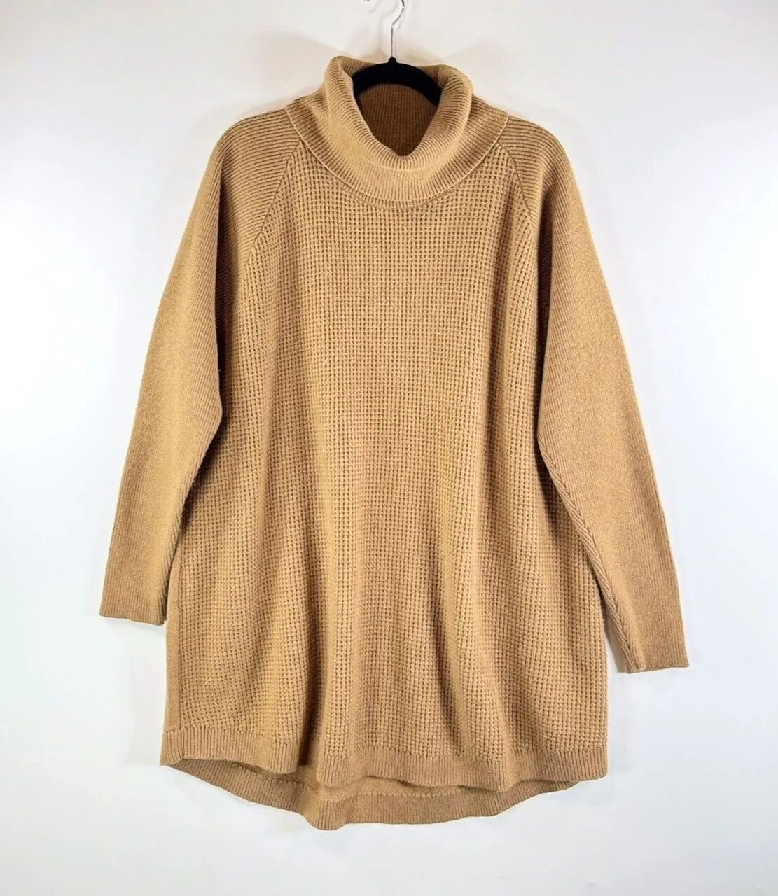 Woolrich Sweater Brown Tunic Waffle Knit Ribbed Wool Turtle Neck Pullover XL - Image 1