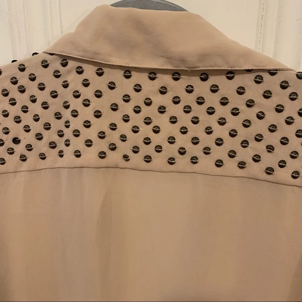 Bar III  Tan Studded Long Sleeve Button Down Blouse - Image 6