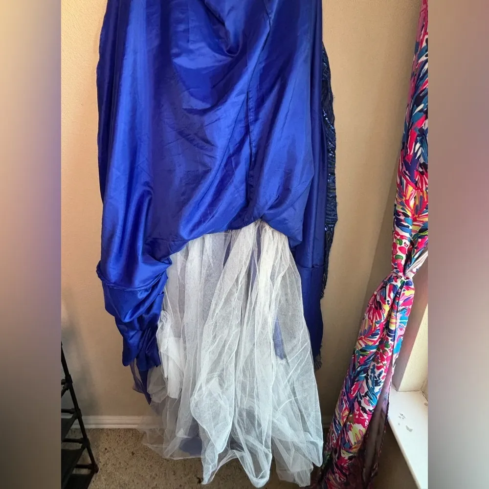 Jovani 60641 Royal Blue V-Neck Sequined Taffeta Ball Gown Prom Dress 8 - Image 4