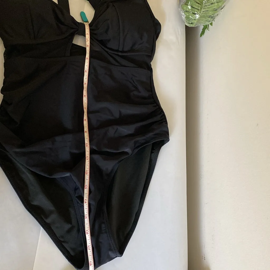 Aidonger Black Strappy mesh panel cut out One-Piece Swimsuit medium NWOT - Image 8