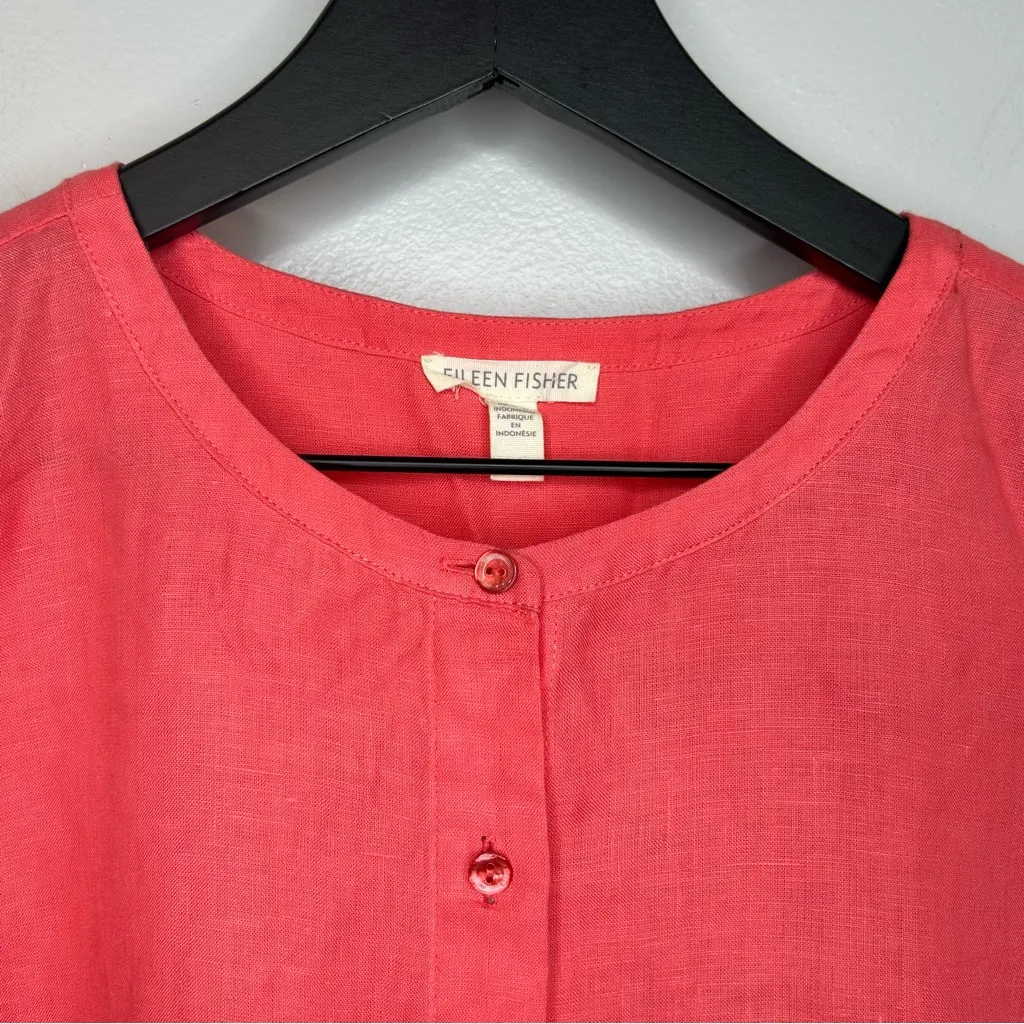 Eileen Fisher 100% Organic Linen Button Down Blouse Size M - Image 3