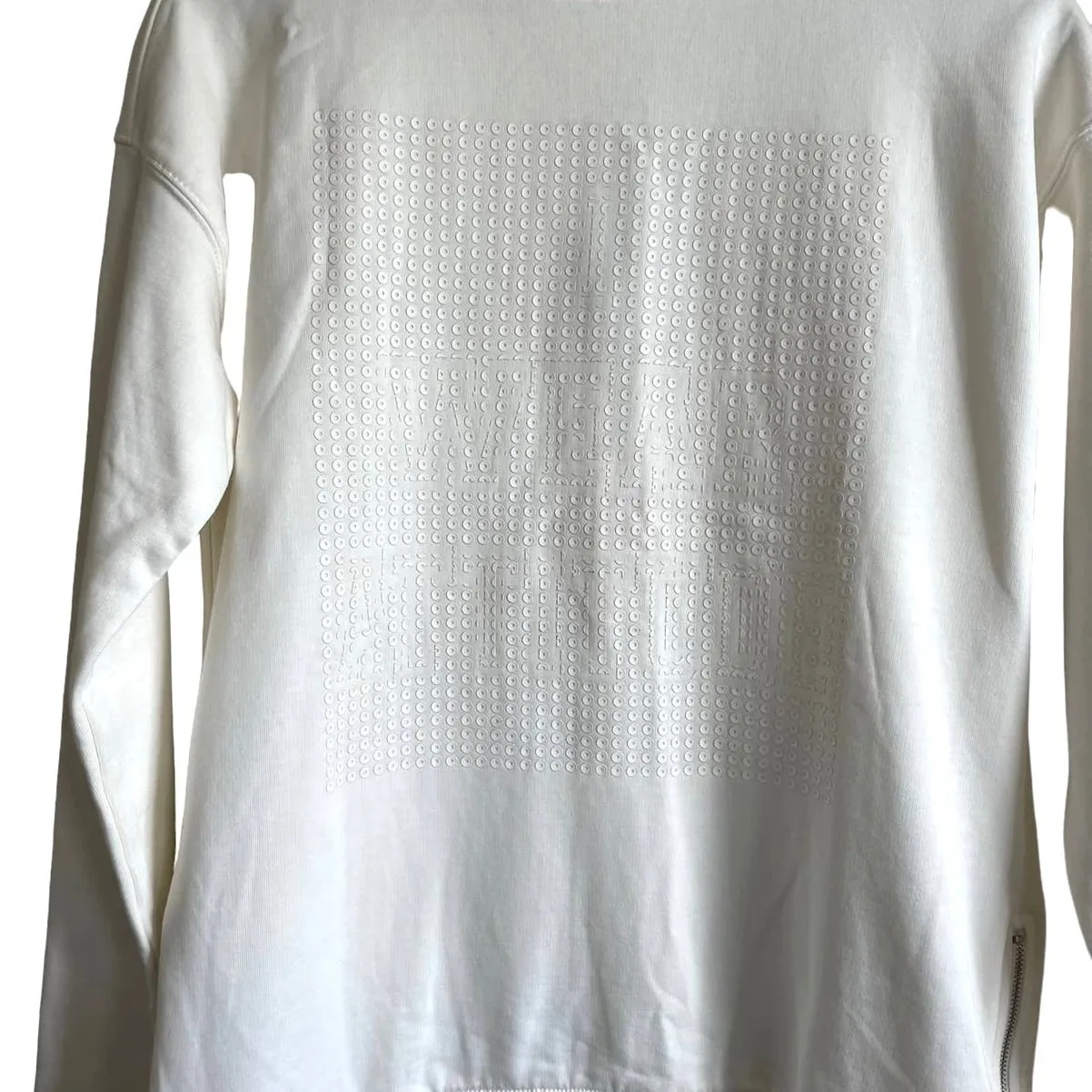 Noisy May Women Sweatshirt XS Cream‎ Mock Neck Matte Sequin Modern Minimalist - Image 4