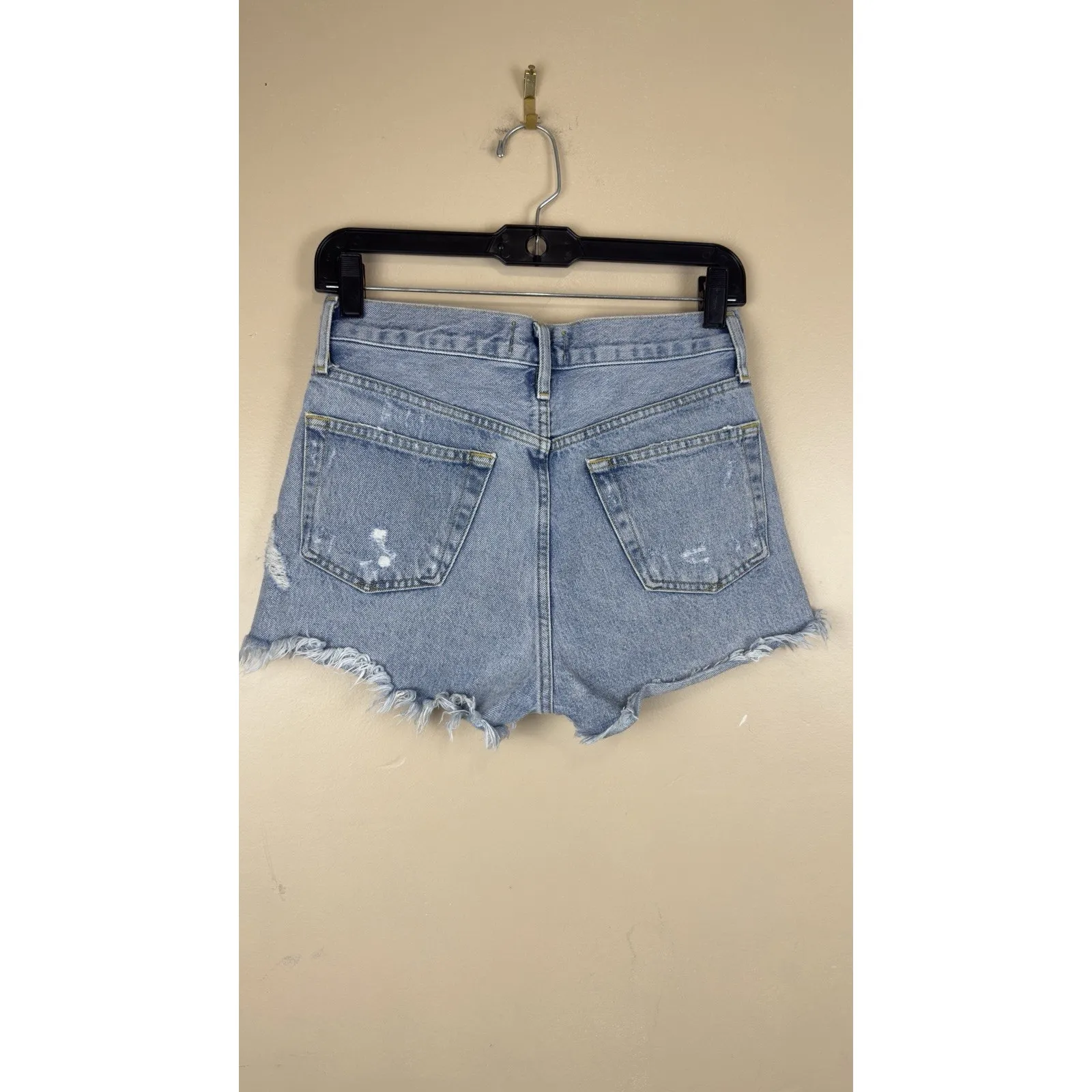 Agolde Parker Women’s Distressed Denim Shorts Size 24 High-Rise Cut-Off Blue - Image 5