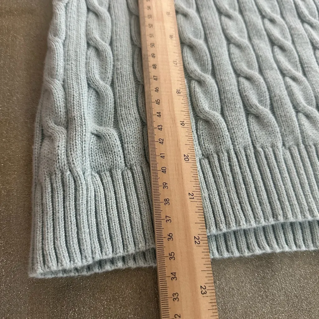 Ralph Lauren  Cable Knit Sweater Light Blue Silver Button Shoulder (1112) - Image 11