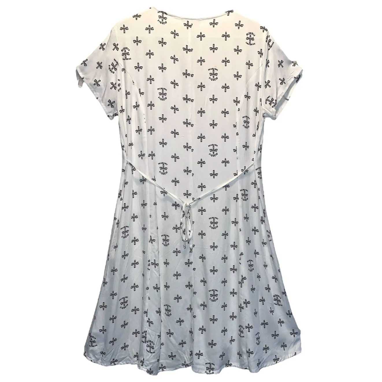 Rock by Junkfood White Button Front Blondie Camp Funtime Print Dress Large - Image 2