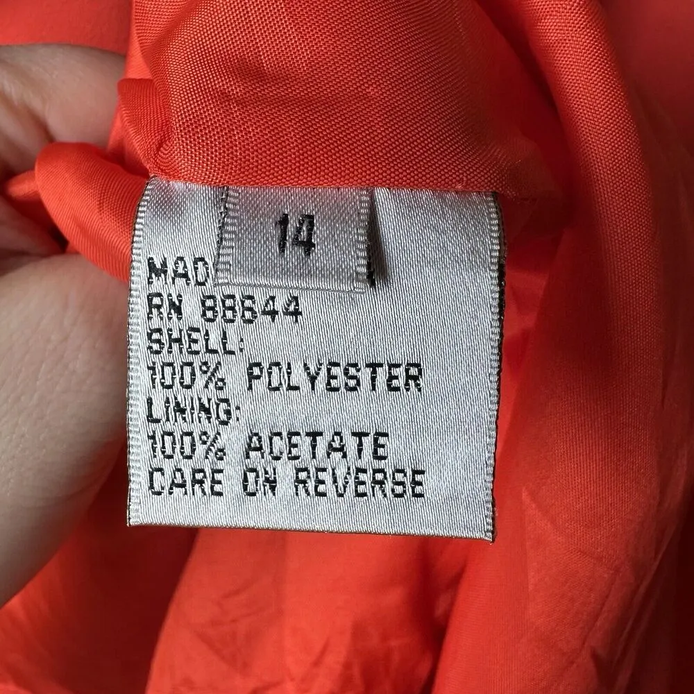 John Meyer Norwich Bright Orange Floral Embroidered Vintage Lined Blazer Sz 14 - Image 9