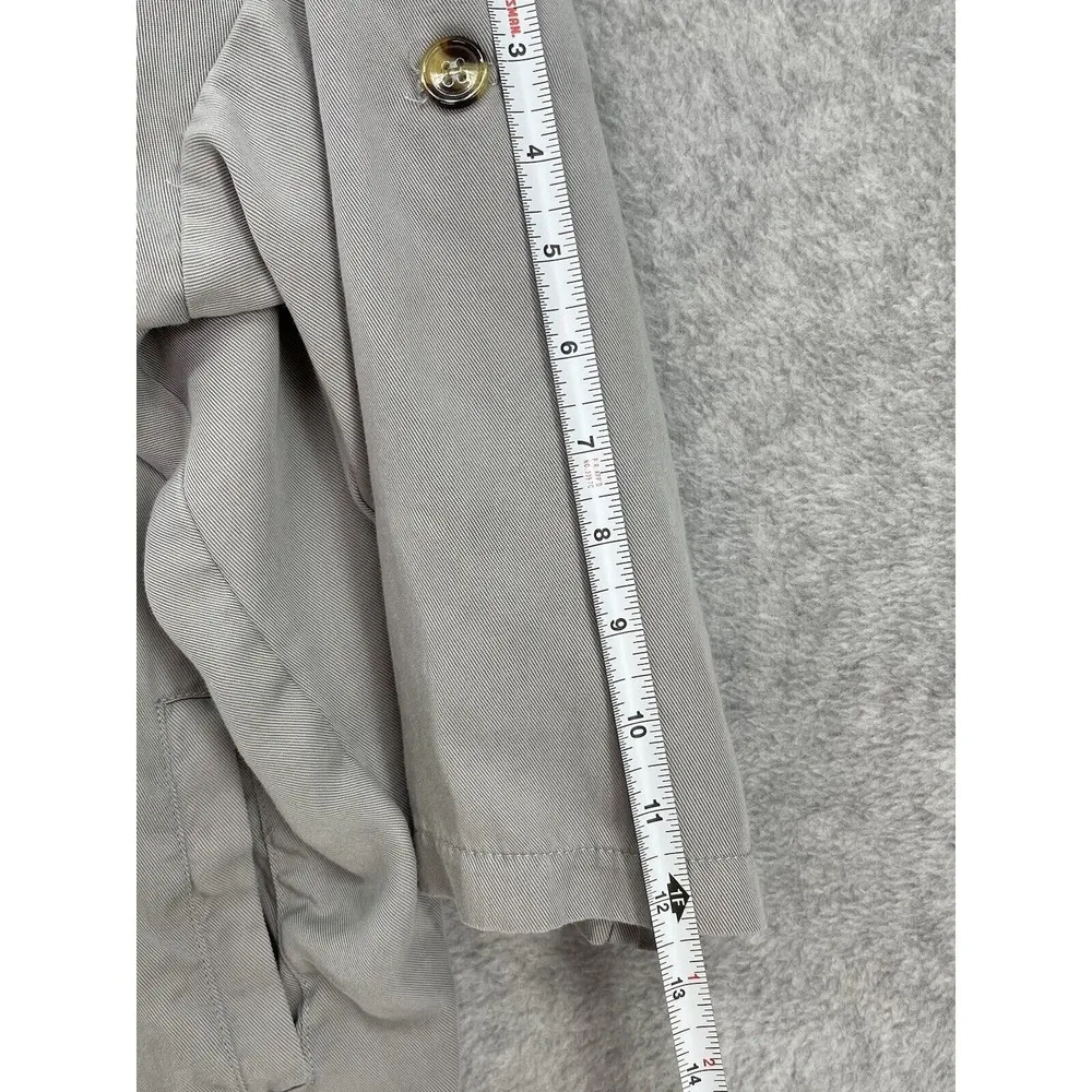 Lulus  Women's Shacket Open Front Solid Gray Size XS Roll Tab Thin Short Sleeve - Image 7