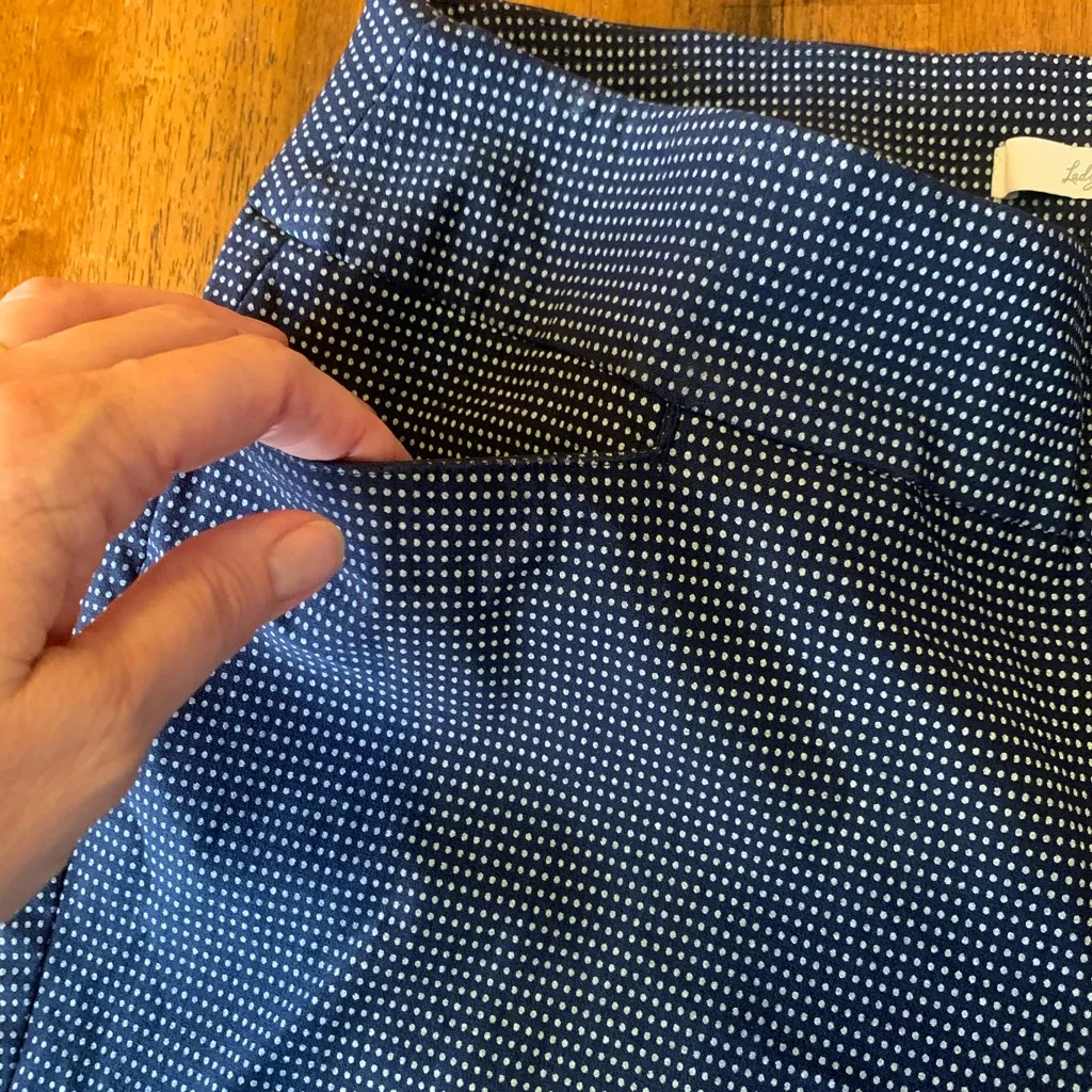 Lady Hagen Pants Large Dark Blue and White Dots Golf Athletic - Image 3