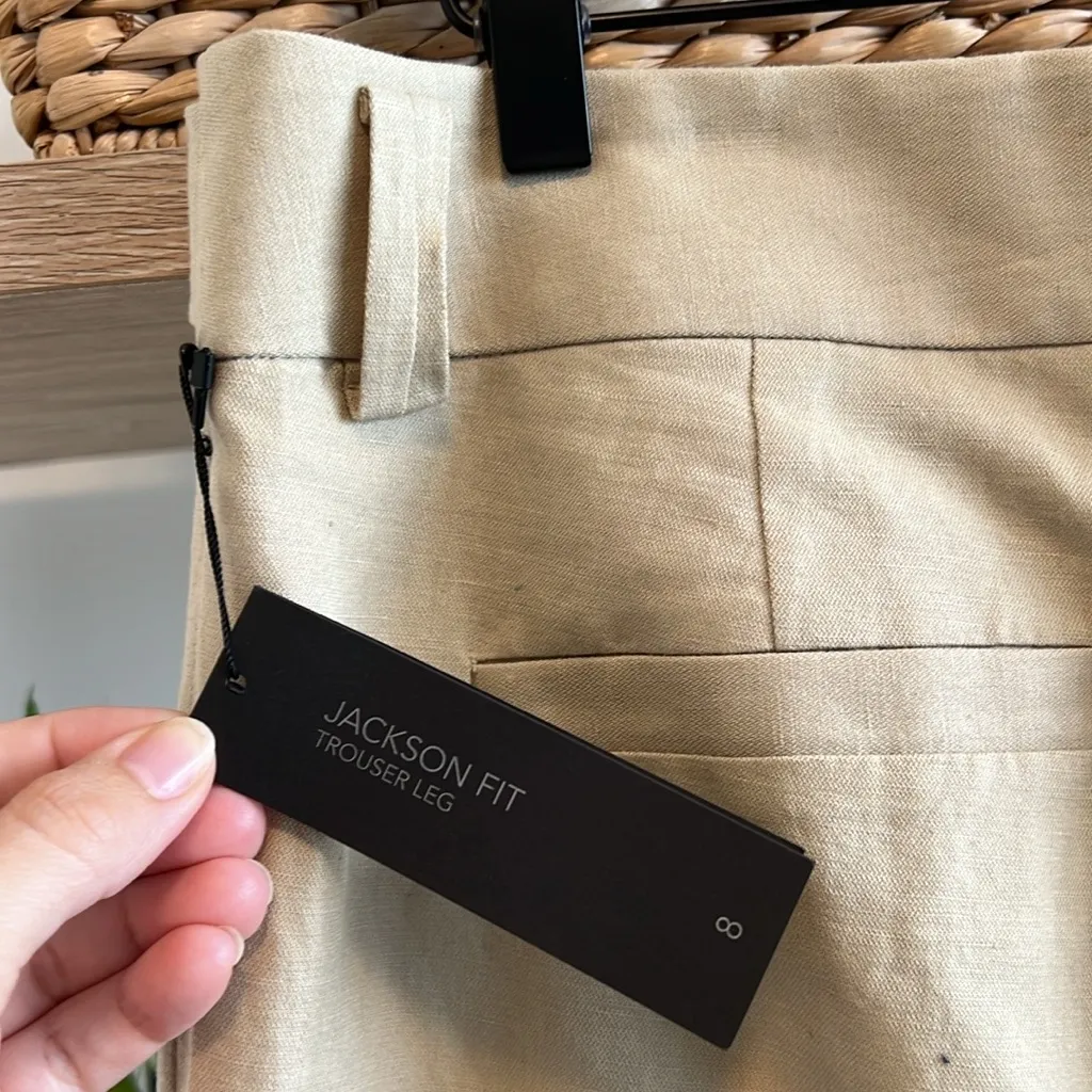 NWT Banana Republic Linen Cotton Jackson Fit Mid-Rise Tan Career Dress Pant, 8 - Image 6