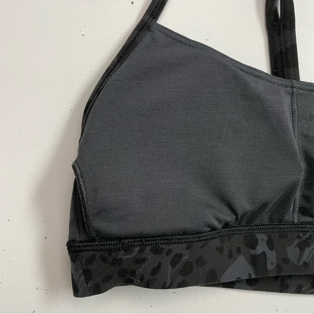 Sports Bra Flow Y Nulu Light Support Racerback Cheetah Camo Black Grey - Image 7