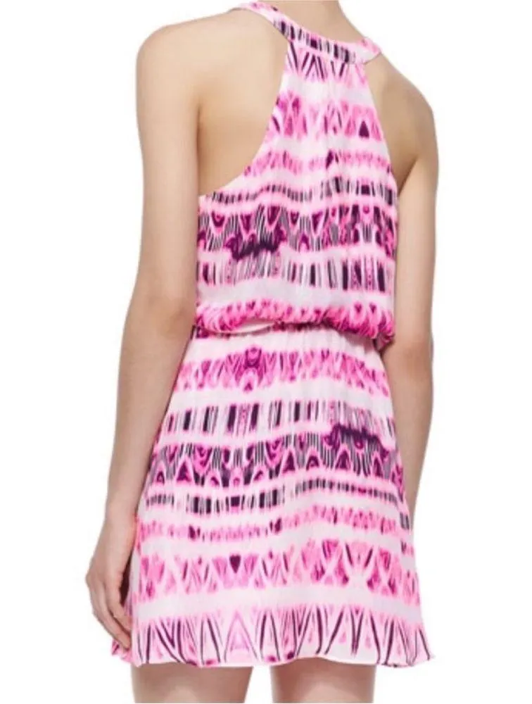 Parker Revolve Kita Pink Pop Cosmos Halter vneck surplice Keyhole Back Dress XS - Image 4