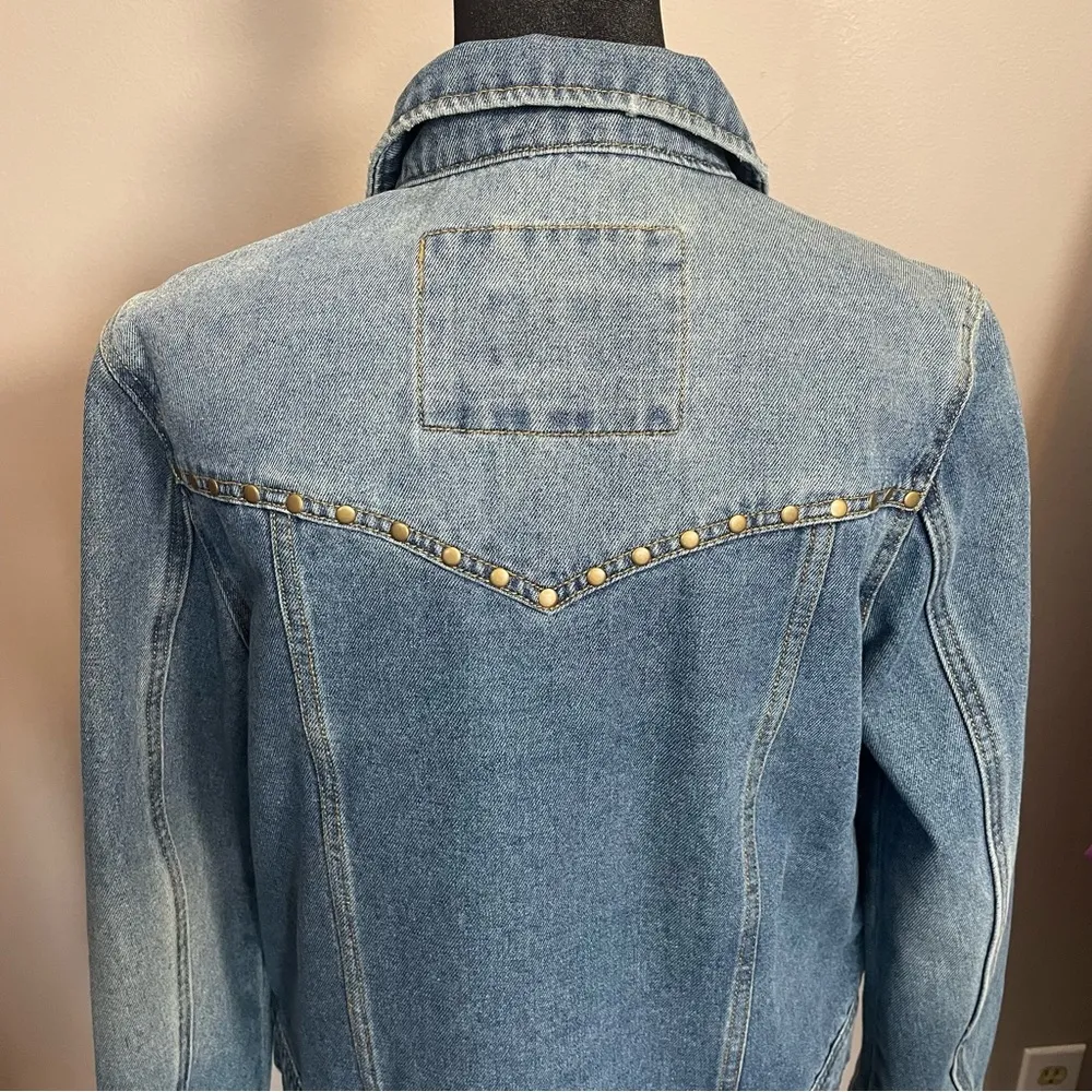 Frye Denim Jean Jacket Rivets Studding Detail NEW with tags - Image 12