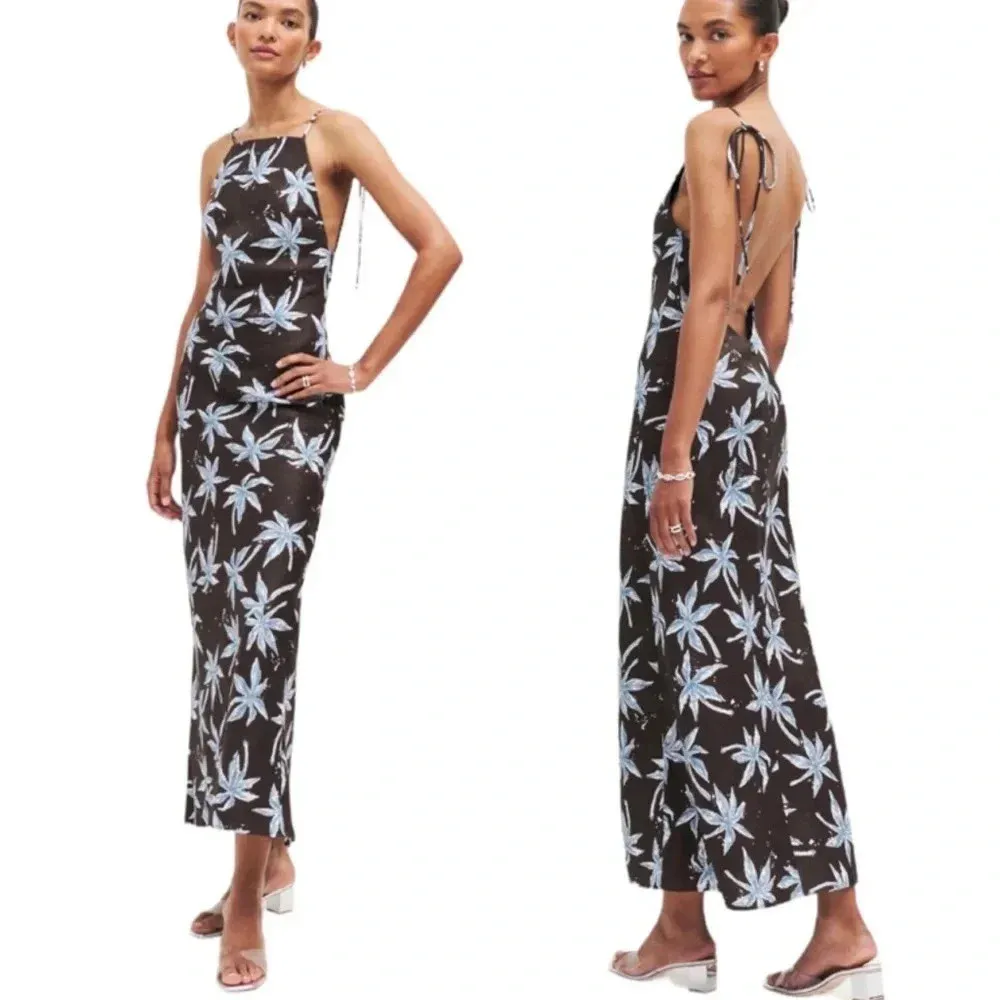 NWT Reformation Linen Dress Selia Midi Desert Palm Brown Size S - Image 2