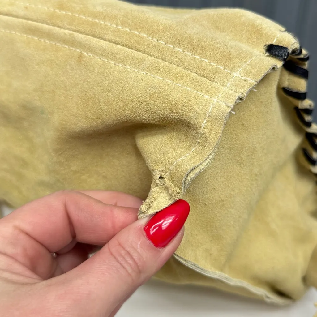 Vintage Handmade Yellow Suede Fringe Crossbody Bag Boho Festival Western - Image 14