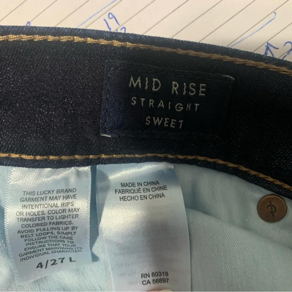 Lucky Brand Mid Rise Straight Sweet Jeans Dark Sz 4 Long - Image 6