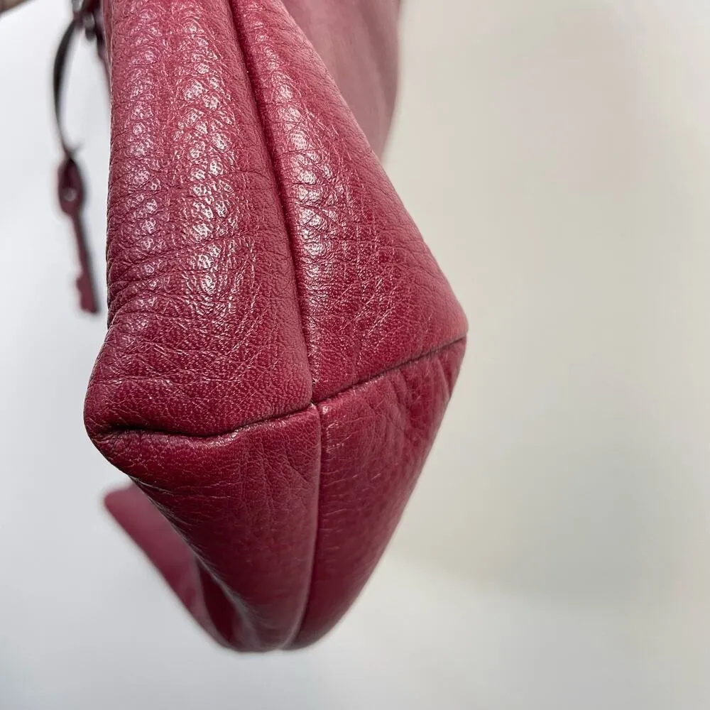 Dawson Top Zip Pebbled Leather Crossbody Shoulder Bag Purse Wine Burgundy - Image 7