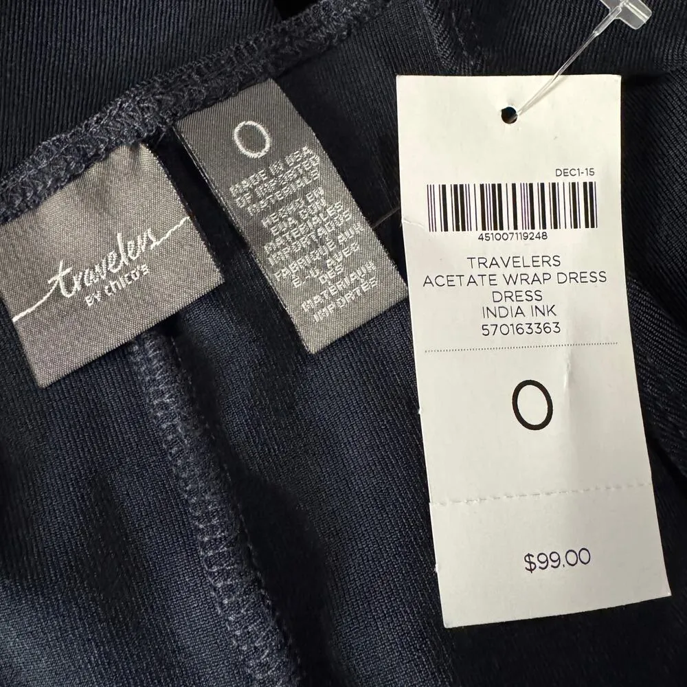 Travelers by Chico’s SZ 0 (Small) A-Line Dress Liquid Knit Faux Wrap Stretch New - Image 7