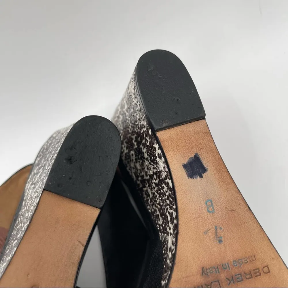 DEREK LAM Snakeskin Wedge Black Leather Strappy Slingback Shoes Heels Size 7 - Image 10