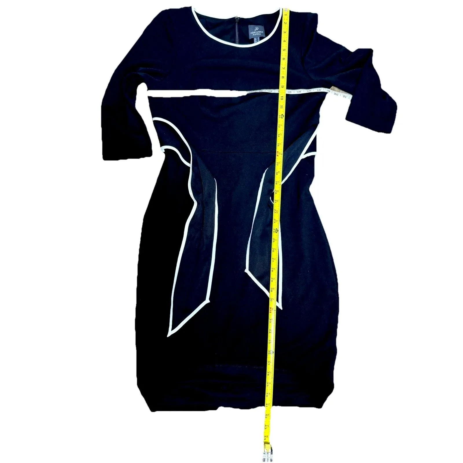 Adrianna Papell Women's Stretch Tipped Three-Quarter Sleeve Crepe Dress 12 Black - Image 4