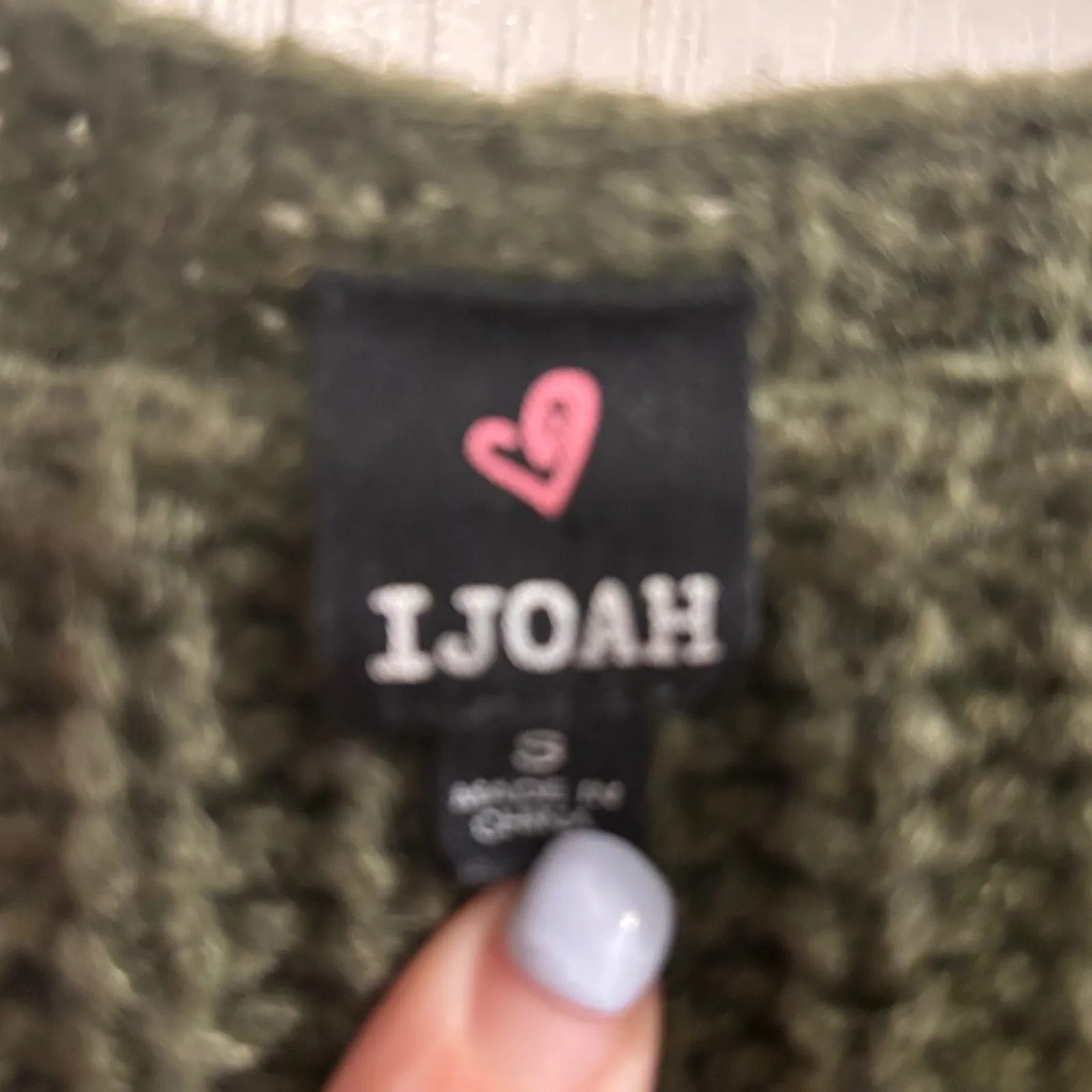 IJOAH Olive Green Chunky Knit Crew Neck Long Sleeve Sweater Women's Size S - Image 4