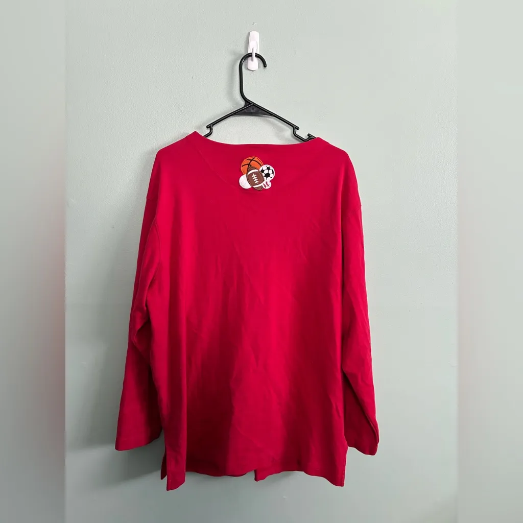 Bechamel Red Cardigan Embroidery Sports Gym Teacher School Kids Grandma XL - Image 4