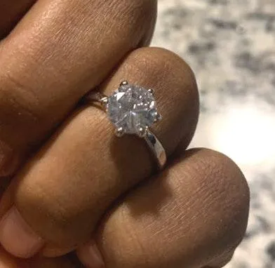 Australian Crystal Round Stone Ring Dipped In White Gold! Silver - Image 2