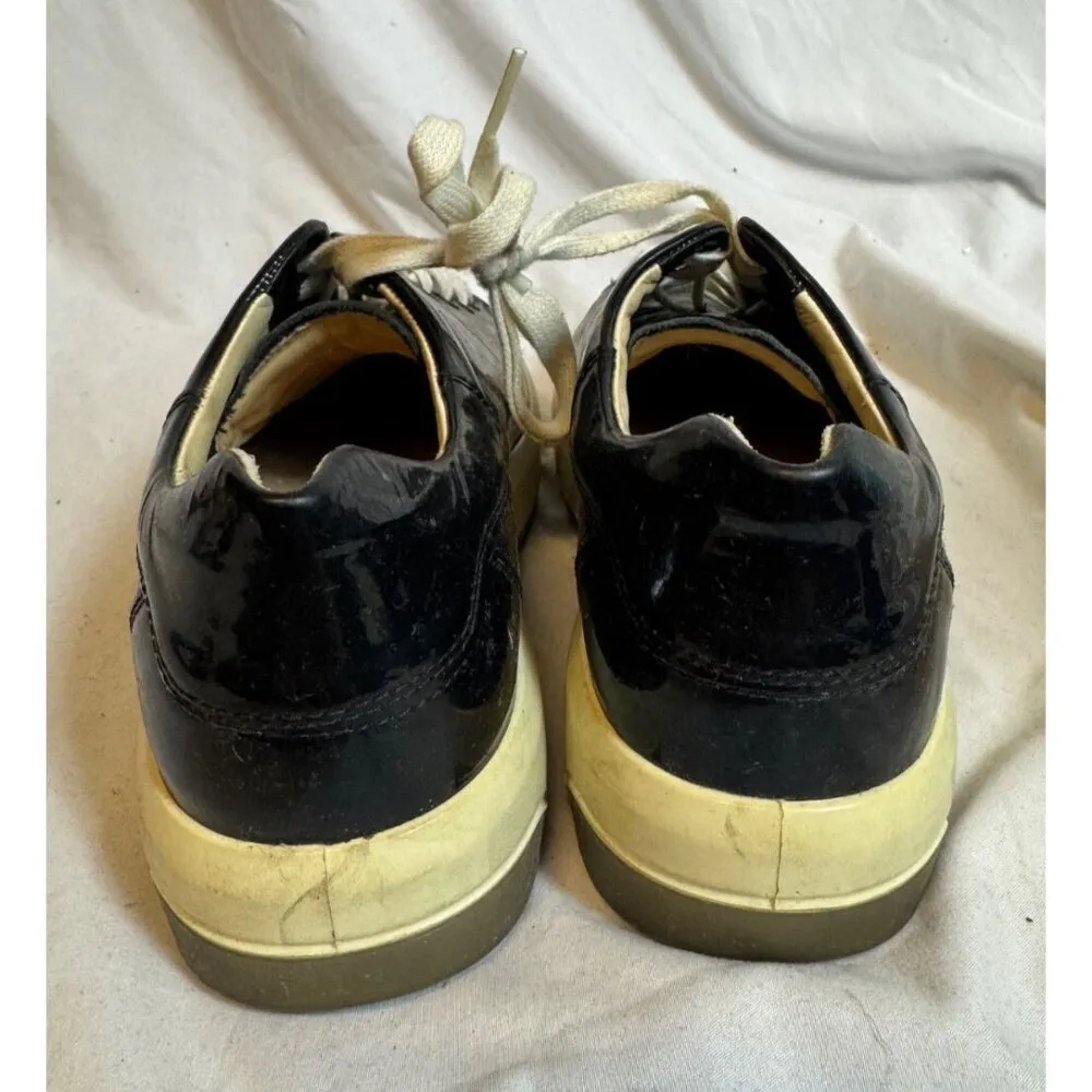 Ecco Womens Soft Sneakers Shoes Black Patent Leather Lace Up 40 EU - 9 / 9.5 US - Image 3