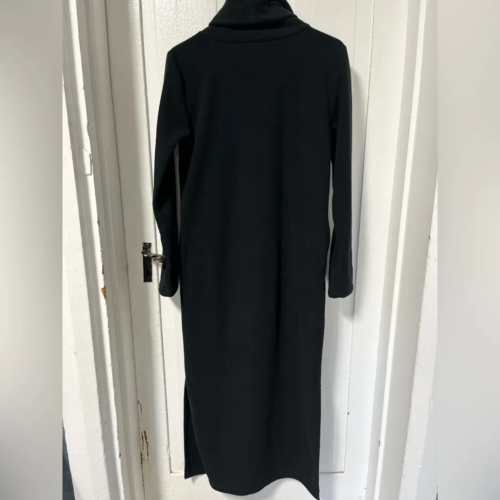 Dudley Stephens doubling roll black velo Fleece Maxi dress w/side slits SM - Image 3