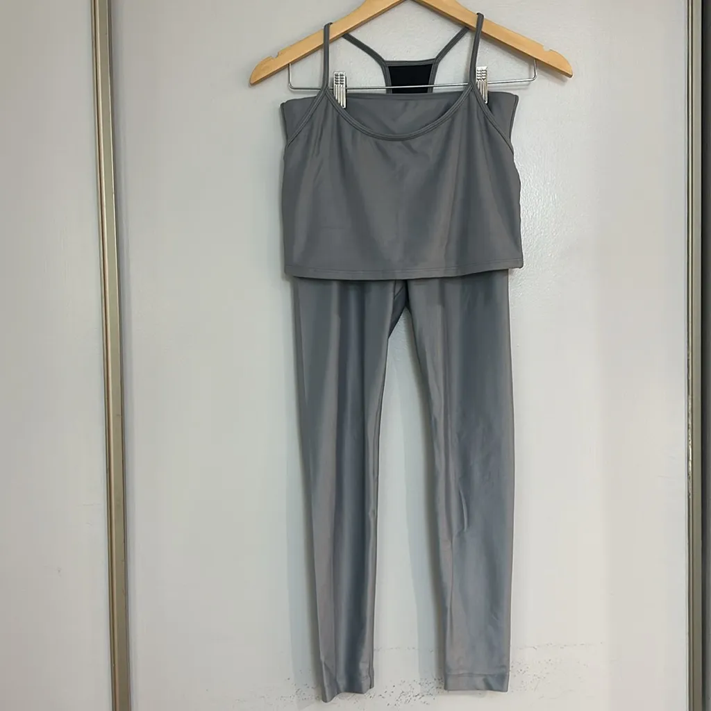 KORAL Leah Infinity Sports Bra Lustrous Silver Gray Cropped Top - Image 6