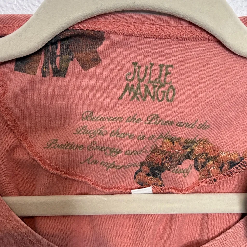 Julie Mango VTG Wildflower Cotton Tee Size Medium Pink - Image 5
