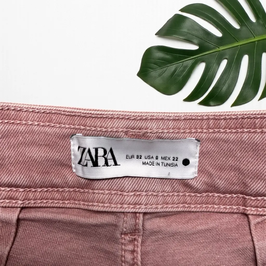 Zara Premium Marine Straight Wide Leg Jeans in Dusty Rose Pink - Image 10