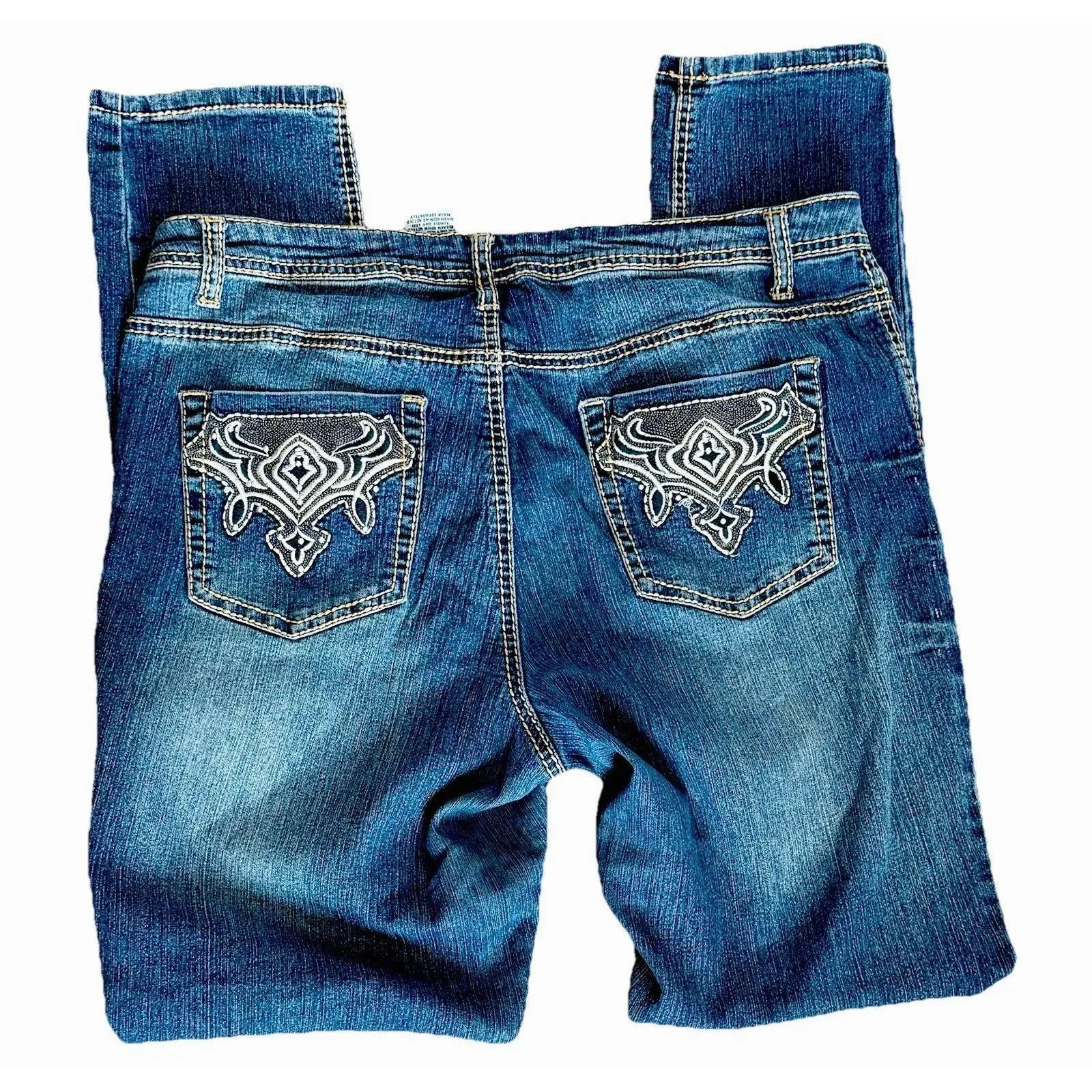Y2K Revolt Low Rise Jeans Womens 12 Blue Faded 2000s Denim Pants - Image 2