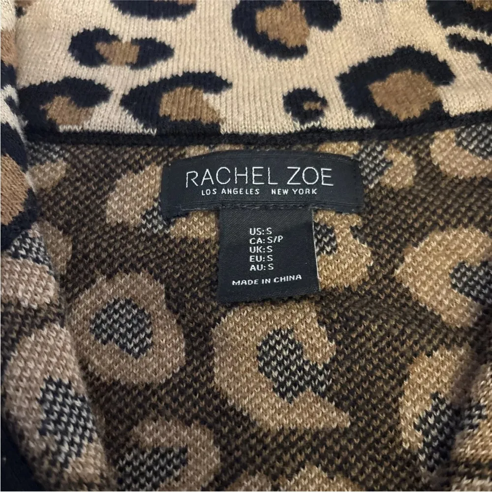 Rachel Zoe Cheetah Full Zip Sweater Cardigan Animal Print Fall Cozy Pockets SZ S - Image 11