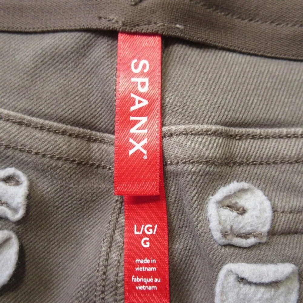 NWT SPANX 20312Q Stretch Twill Cropped Wide Leg in Smoke Khaki Pants L Petite - Image 4