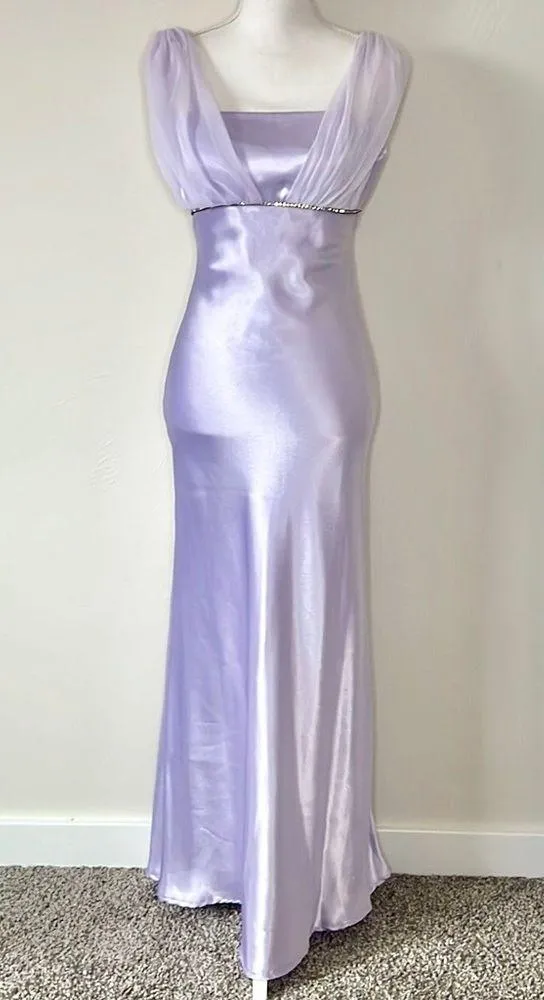 Vintage Lavender Satin Prom Dress Purple - Image 2