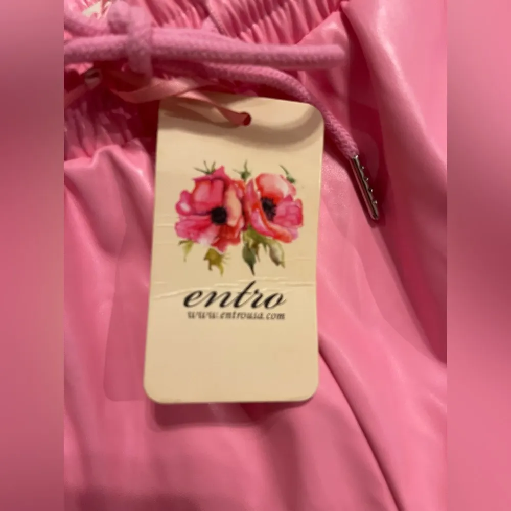Entro Pink Pleather Shorts Drawstring Pockets Faux Leather Barbie Small NEW READ - Image 3