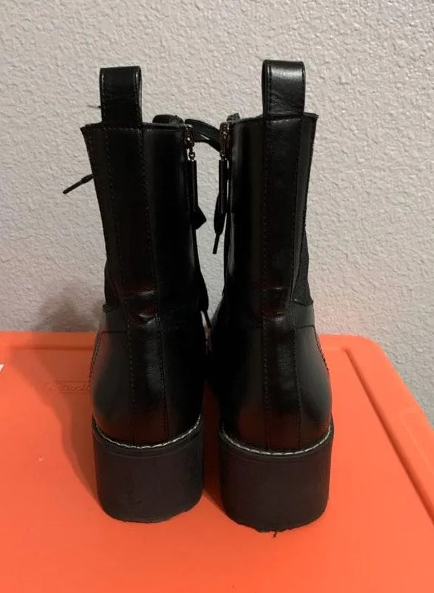 ZARA Leather Platform Combat Boot - Image 6