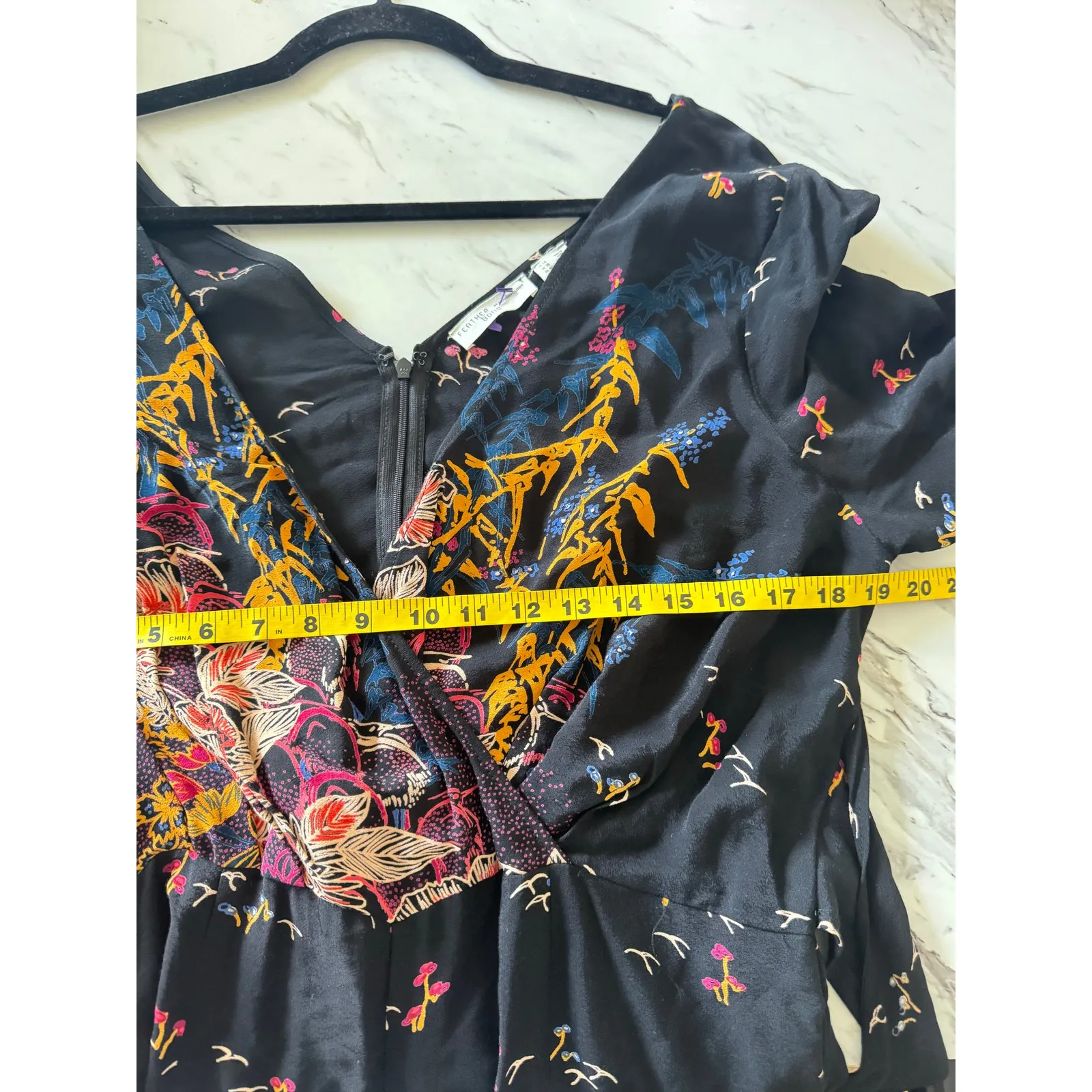 Anthropologie Feather Bone Wide Leg Jumpsuit Black Floral Boho V - Image 4