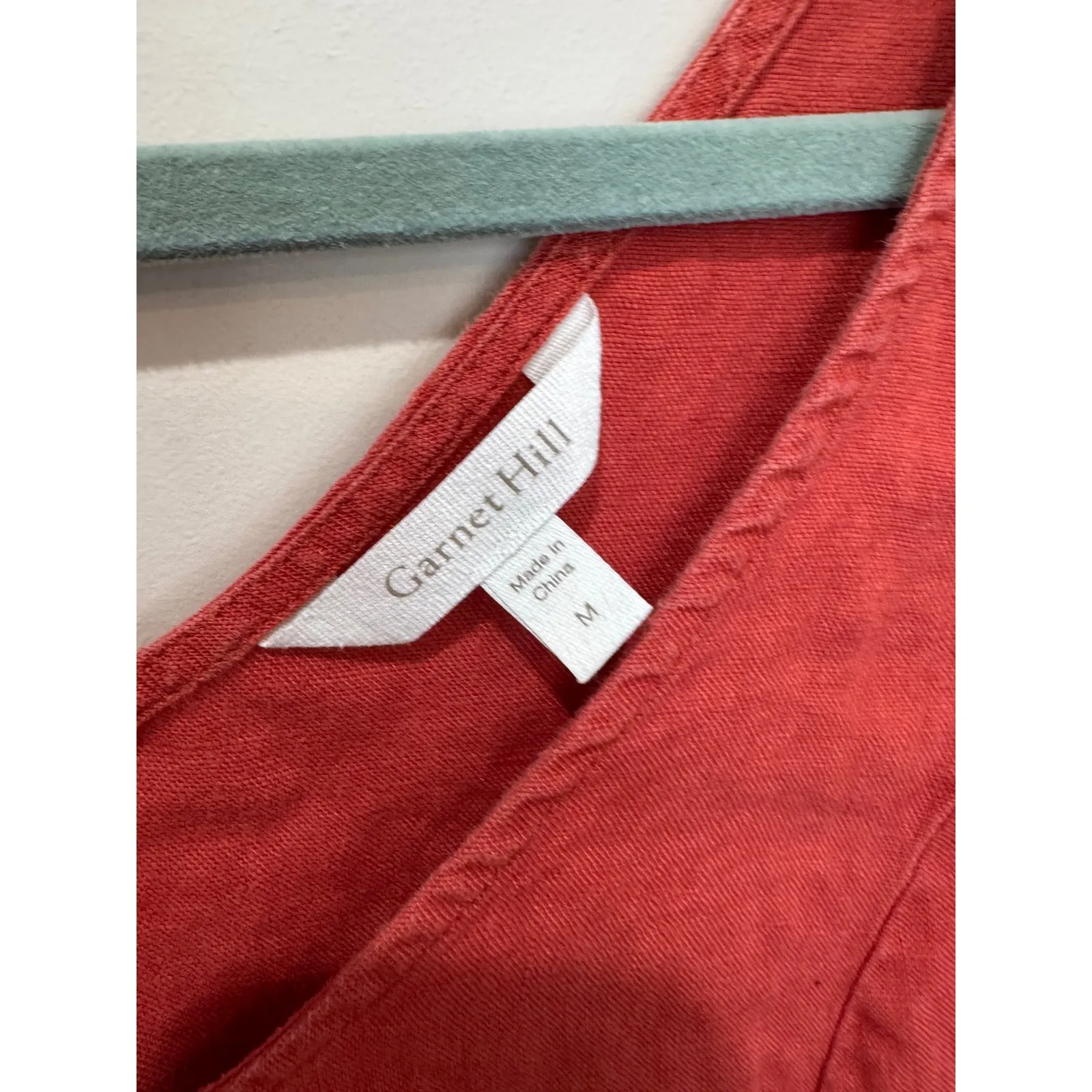 Garnet Hill Linen Drop waist Sundress and Orange Sz M Lagenlook - Image 7