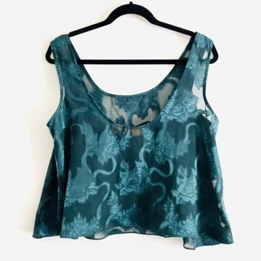 Victoria’s Secret Gold Label Crop Top M Sheer Floral Vintage Intimates Sleepwear - Image 4