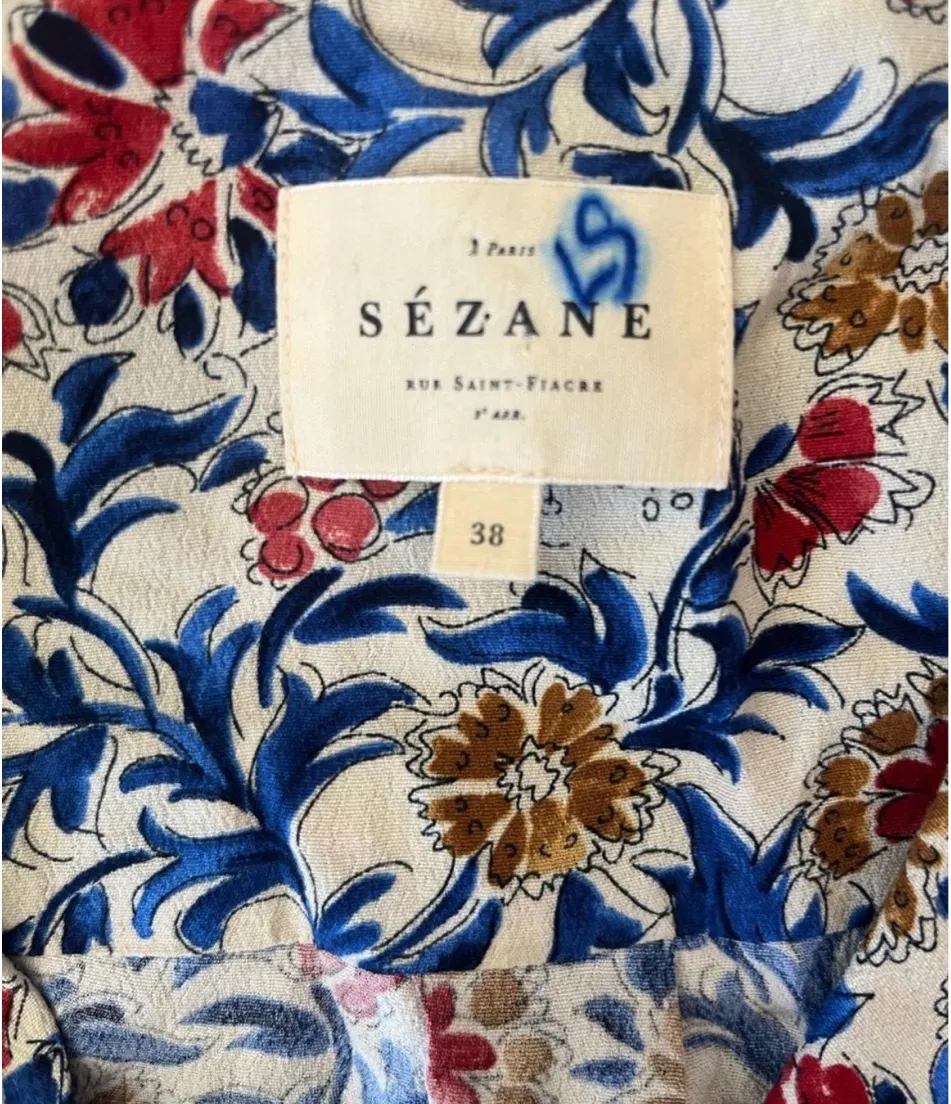 Sézane Blouse Floral Button Down 38 - Image 3