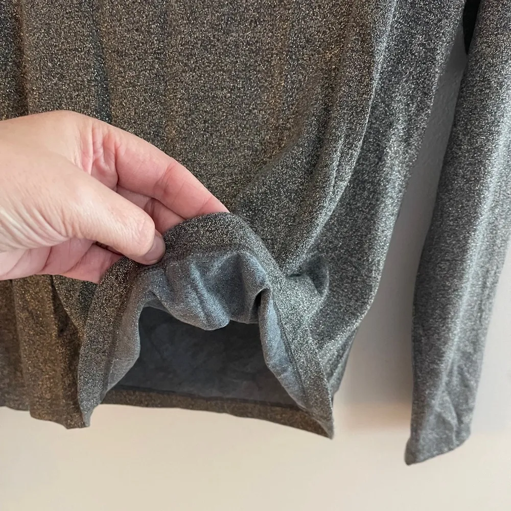 Sparkly Metallic Silver Drape Neck Top Modal Womens Small Y3K Baddie - Image 10