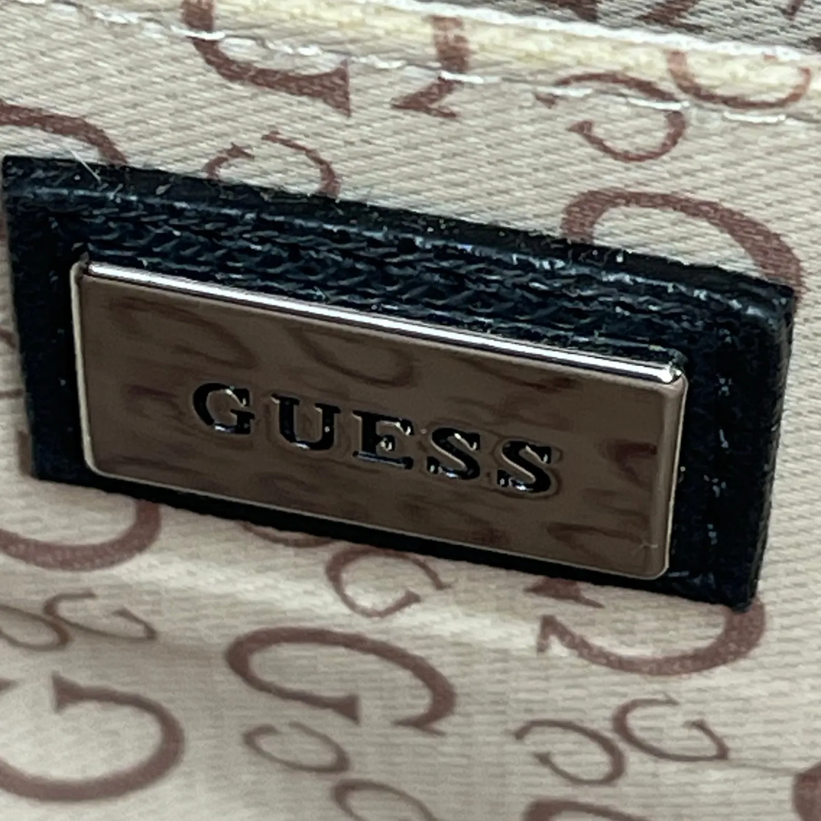 Guess Gray Black Monogram Jacquard Logo Removable Pouch Shopper Tote Bag OS - Image 7