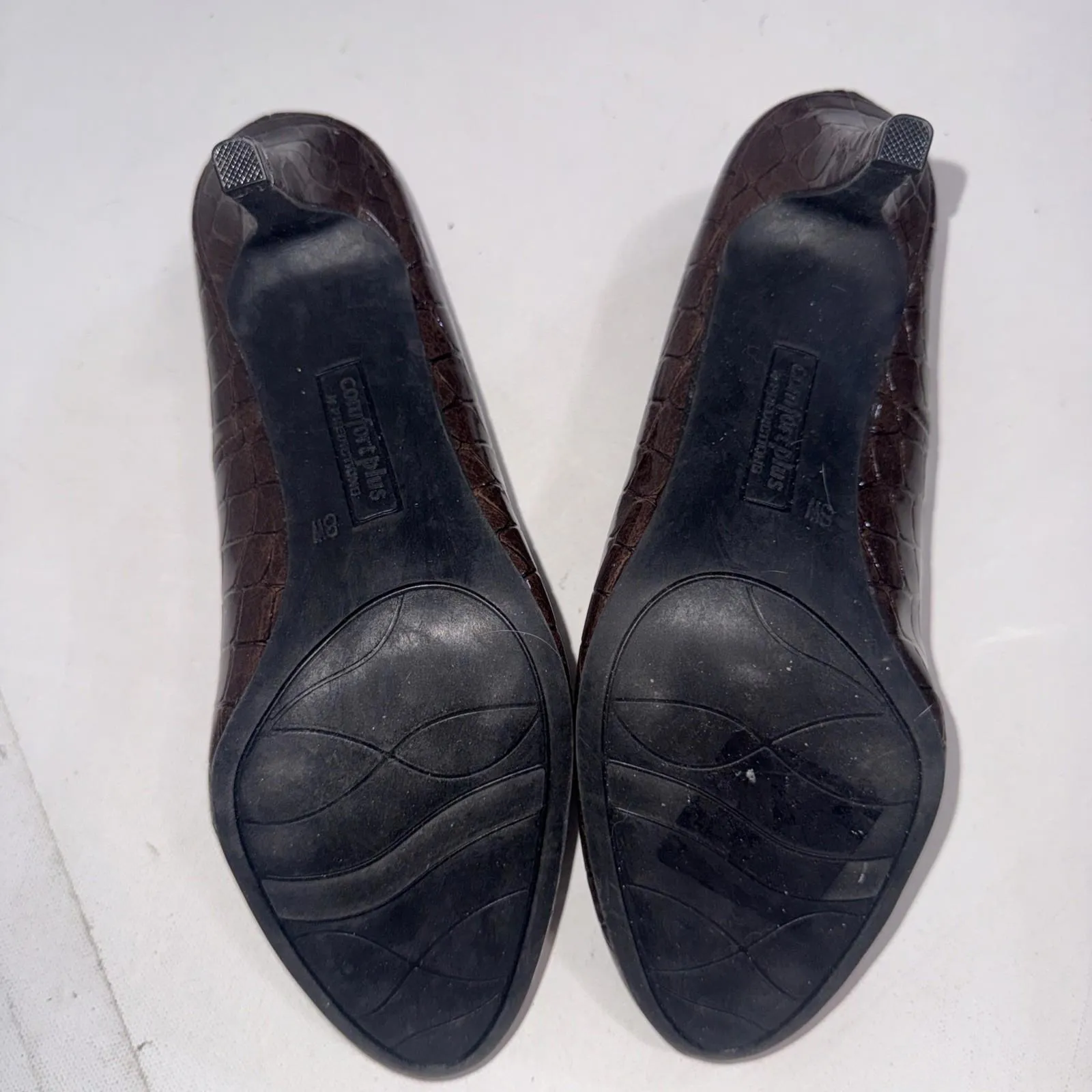 Comfort Plus By Predictions Slip On Croc Embossed VEGAN Pumps Heels Size 8W New - Image 13