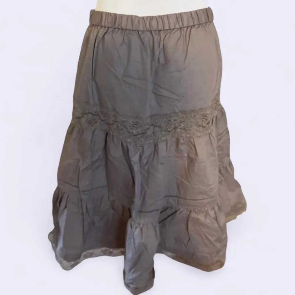 Japanese Voi·e·noi Fairy core Lace Tiered Skirt Tan brown - Image 4