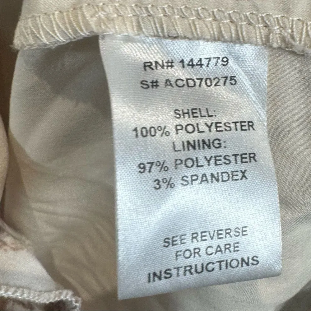 long sleeve ivory abstract print ruched dress size small NWT - Image 7