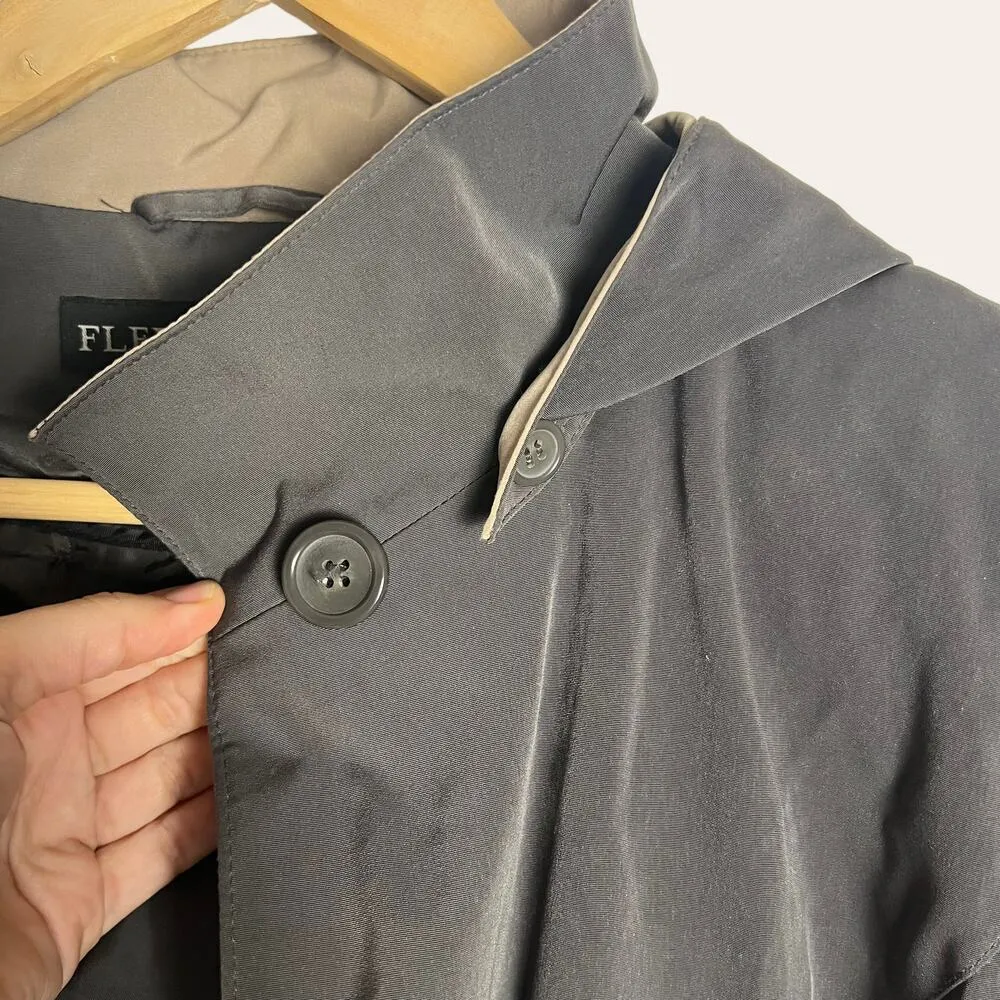 Fleet Street Vintage Women’s Olive Green Long Hooded Trench Rain Coat Size 12P - Image 3